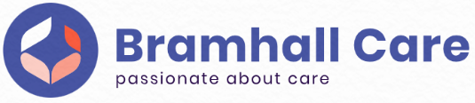 Bramhall Care logo featuring a modern design with a blue background and stylized icon representing care passion and support for individuals in need